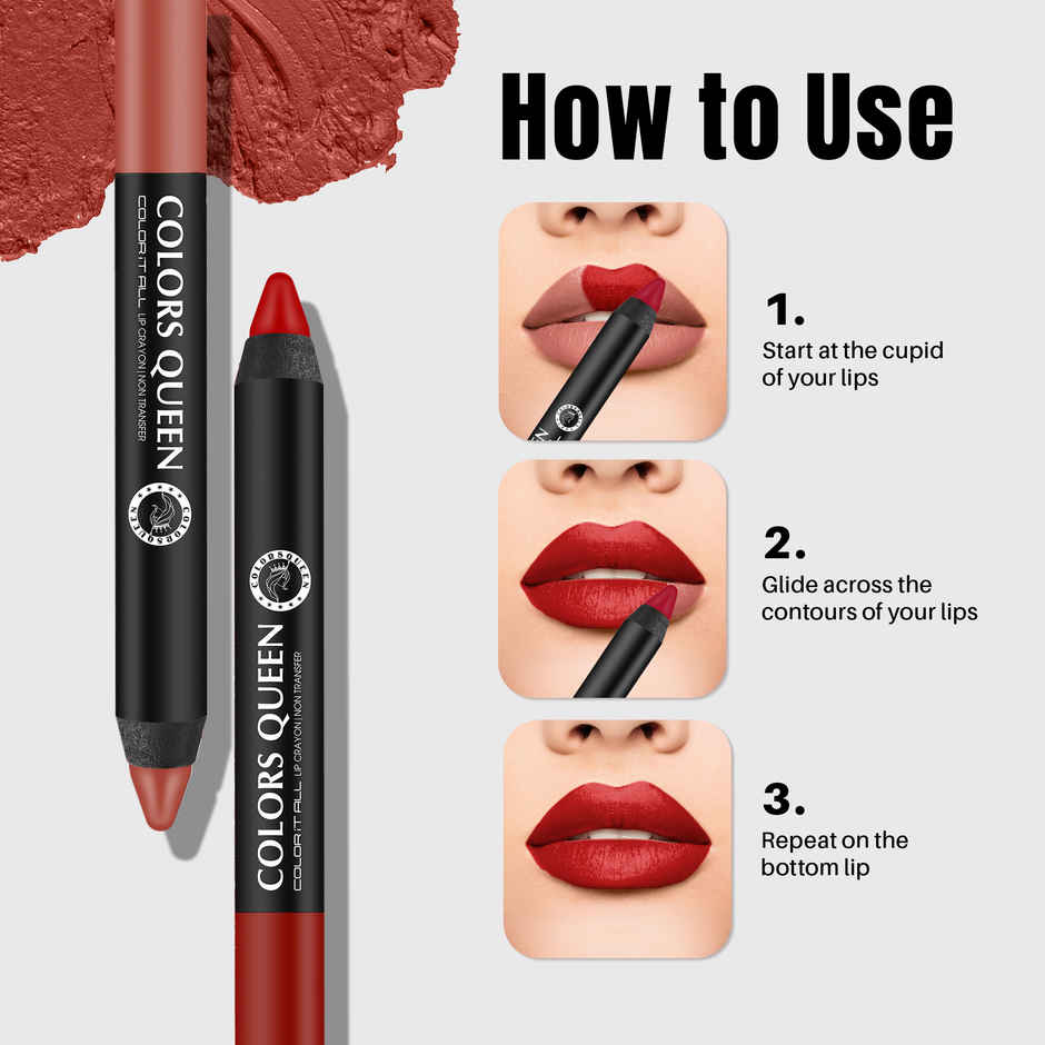 Colors Queen Color It All Non | Transfer Lip Crayon Lipstick Lip Crayon for Women | Murphy Wine