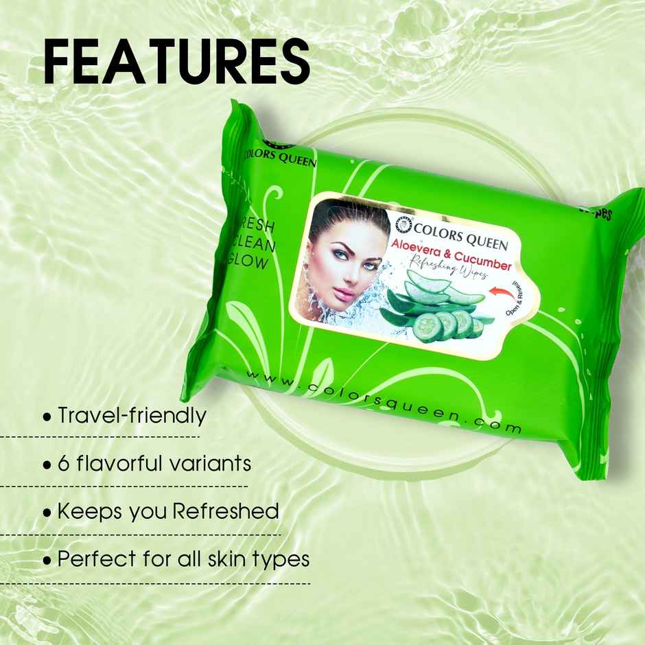Colors Queen Colors Queen Daily Refreshing Facial Wipes | Aloe Vera | 25 Pulls Per Pack