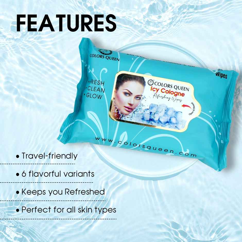 Colors Queen Colors Queen Daily Refreshing Facial Wipes | Icy Cologne | 25 Pulls Per Pack