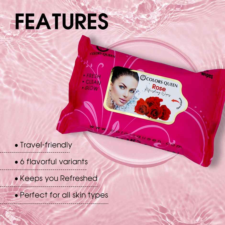 Colors Queen Colors Queen Daily Refreshing Facial Wipes | Rose | 25 Pulls Per Pack