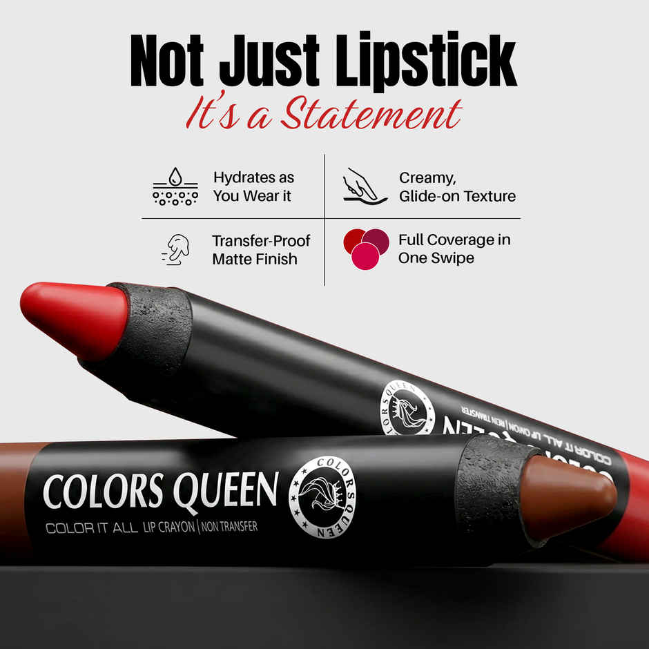 Colors Queen Color It All Non | Transfer Lip Crayon Lipstick Lip Crayon for Women | Murphy Wine