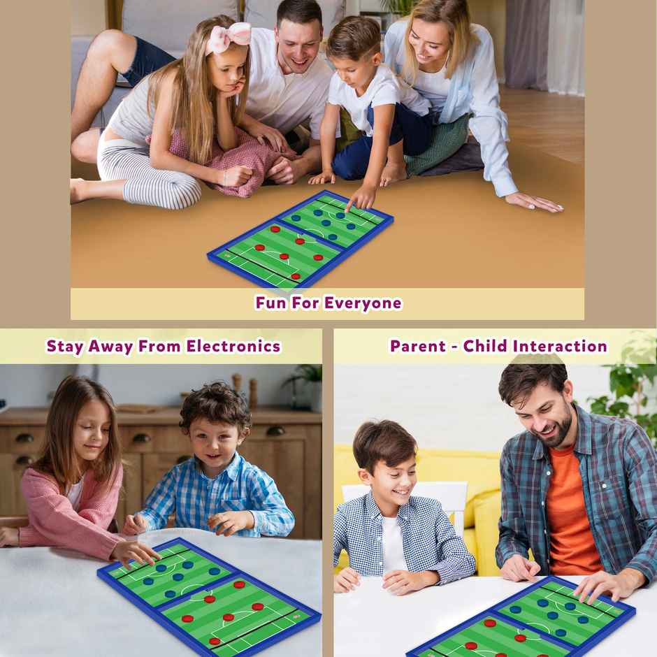 Little Berry 3 In 1 String Hockey Board Game With Ludo & Chess - Fast Sling Puck Game - Lb83