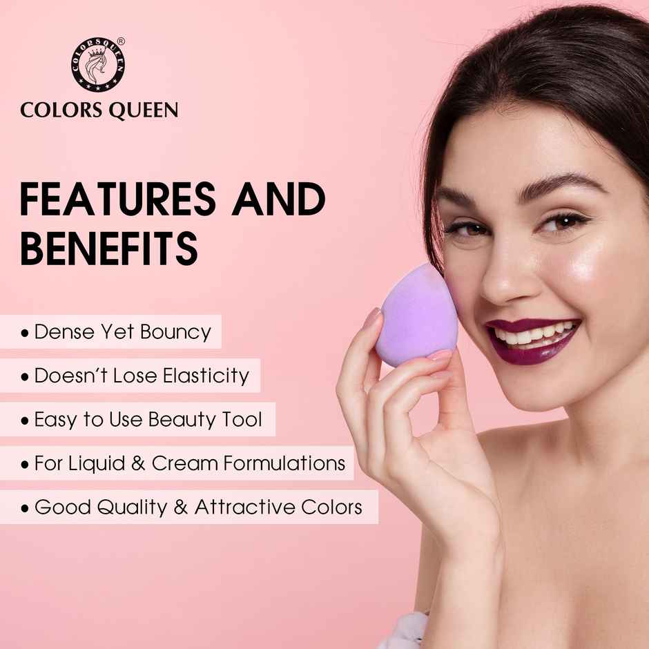 Colors Queen Makeup Blender Puff | Velvet Soft | Easy to Clean | Suitable for Liquid and Cream