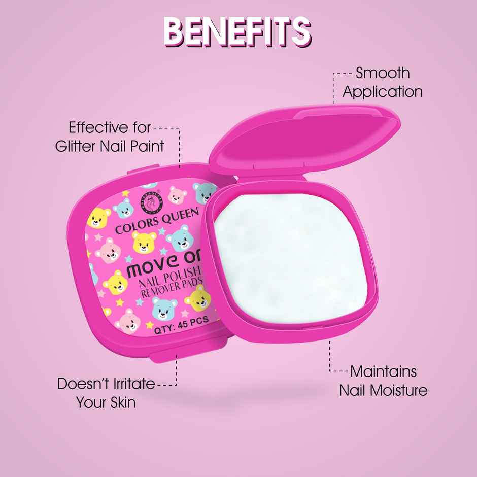 Colors Queen Move On Nail Polish Removers Pads | 45 Wipes | Assorted