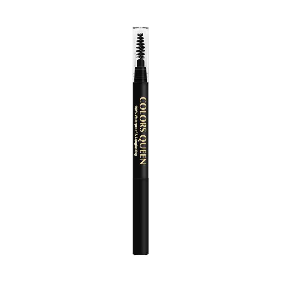 Colors Queen Brow Master Eyebrow Definer Pencil with Spoolie Smudge Proof | Black