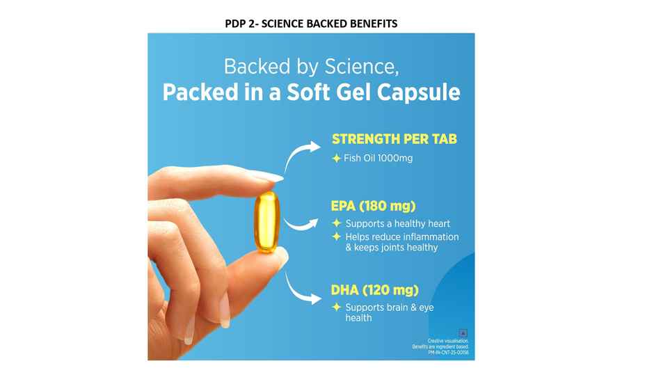 Centrum Omega 3 Fish Oil Capsules (1000mg with 180EPA & 120DHA) | Heart, Brain & Joint Health | No Fishy Aftertaste - 60 Pcs.
