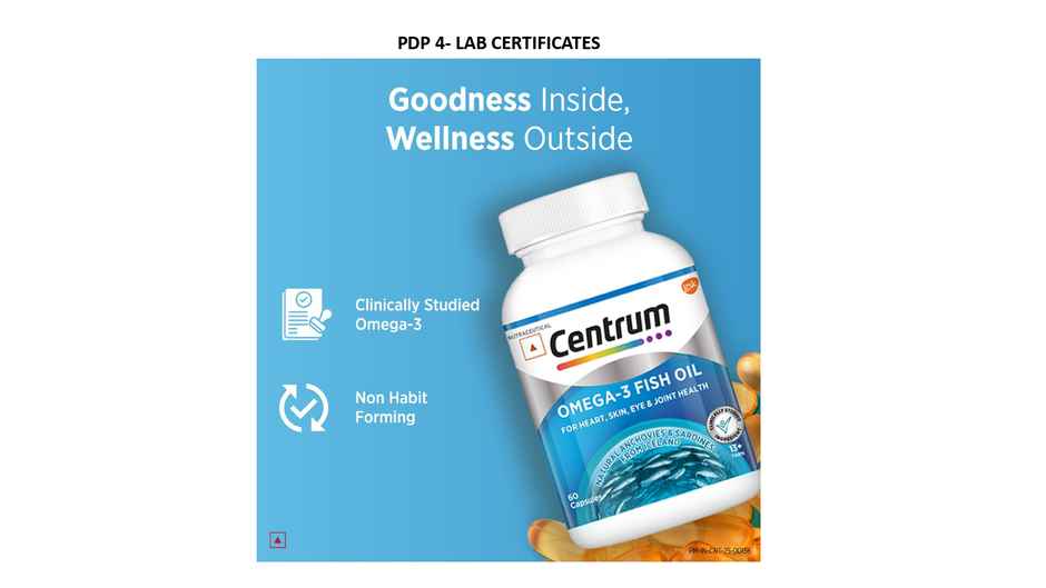 Centrum Omega 3 Fish Oil Capsules (1000mg with 180EPA & 120DHA) | Heart, Brain & Joint Health | No Fishy Aftertaste - 60 Pcs.