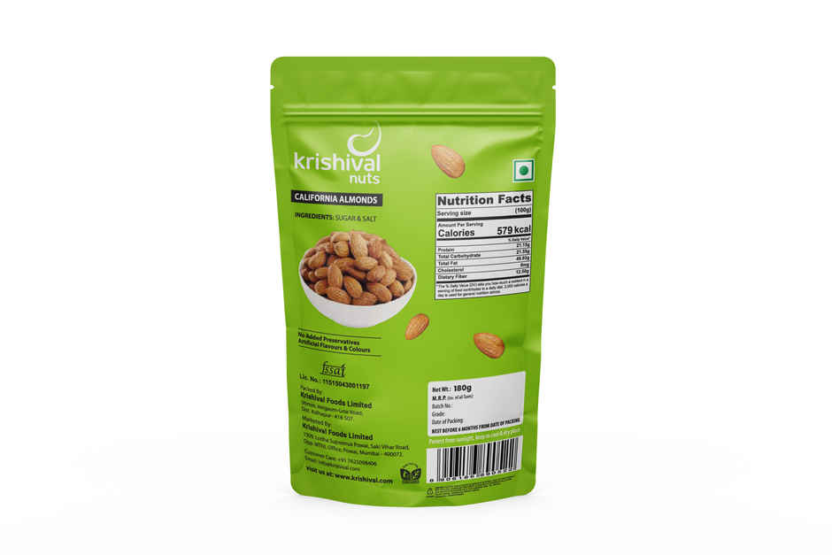 Krishival Nuts Plain Almonds