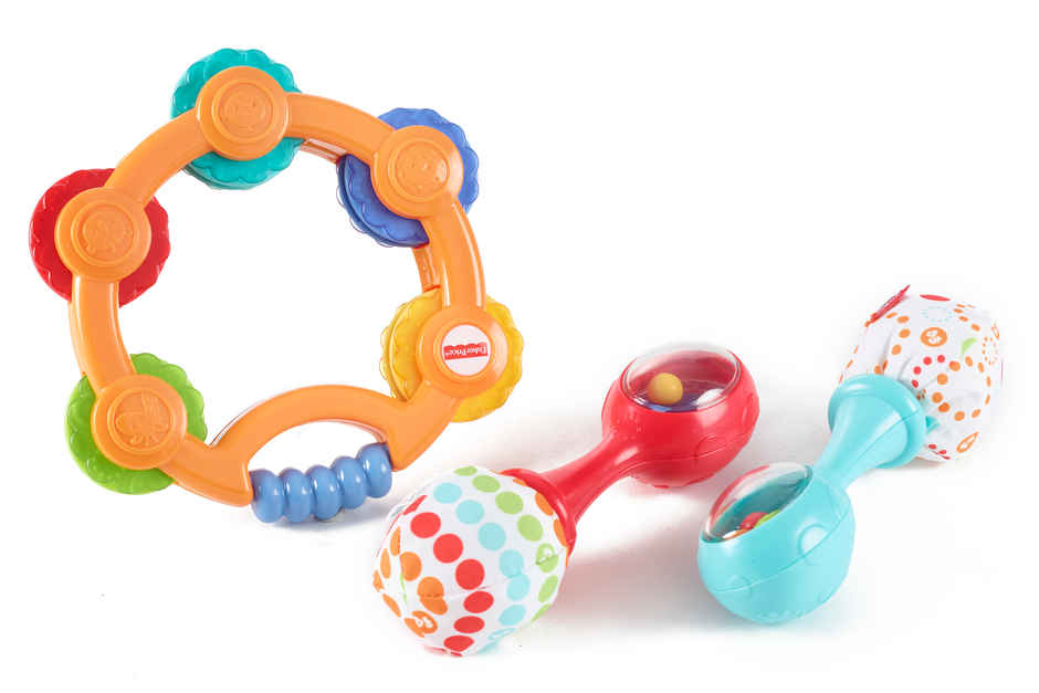 Mattel Games Fisher Price Tambourine And Maracas Gift Set That Offers Shakin Rattlin And Clackin Fun