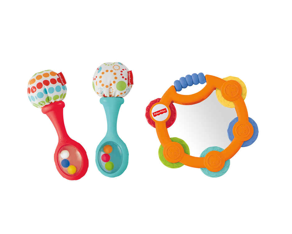 Mattel Games Fisher Price Tambourine And Maracas Gift Set That Offers Shakin Rattlin And Clackin Fun