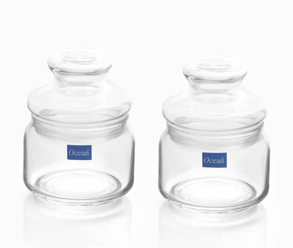 Ocean Pop Glass Jar Set With Glass Lid (325Ml, 2Pcs)