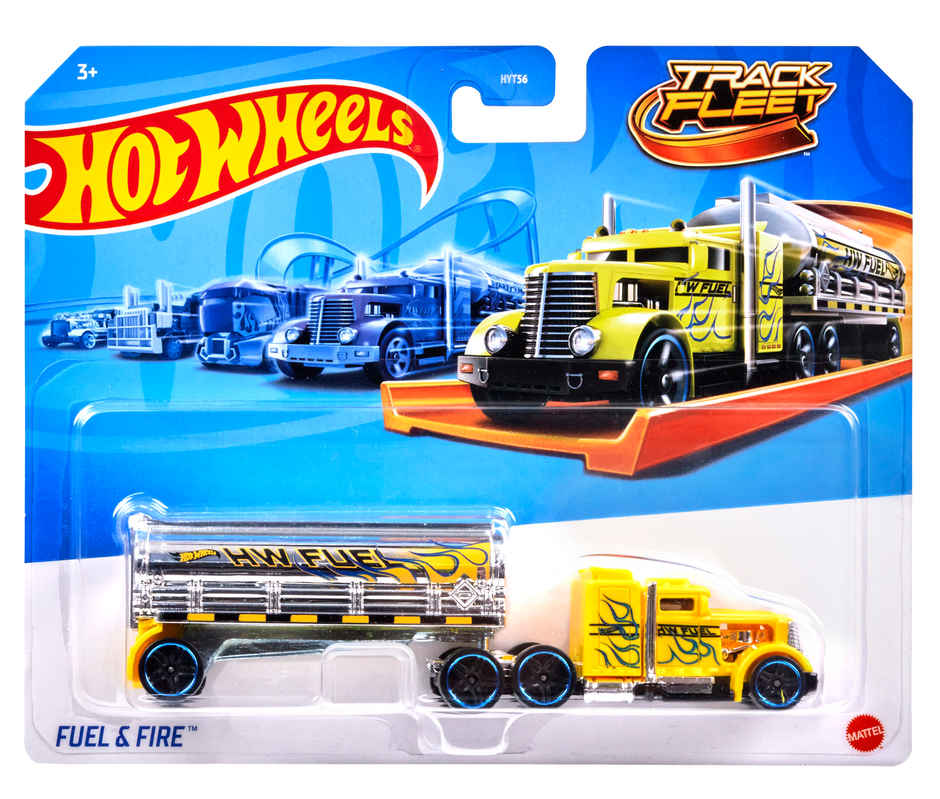Hot Wheels Track Fleet, Die-Cast Toy Vehicle, Combined Cab Trailer That Works On Tracks | Toys May Vary