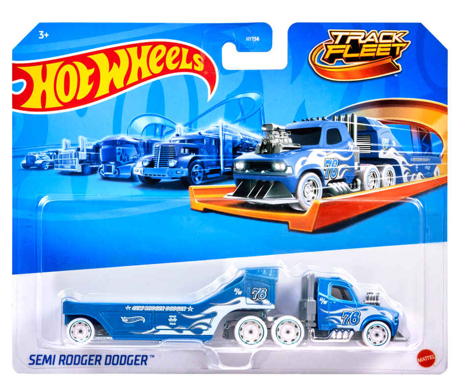 Hot Wheels Track Fleet, Die-Cast Toy Vehicle, Combined Cab Trailer That Works On Tracks | Toys May Vary