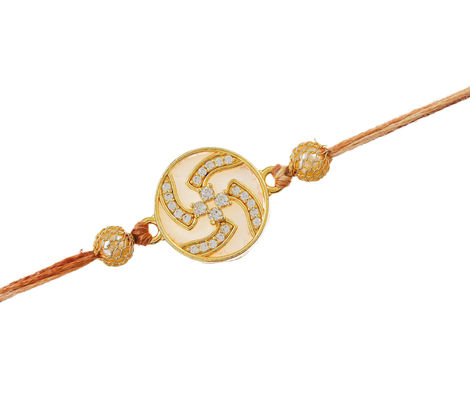 Religious Swastika Designer Rakhi for Brother | Designer Rakhis with Roli Chawal Pack (eCraftIndia)
