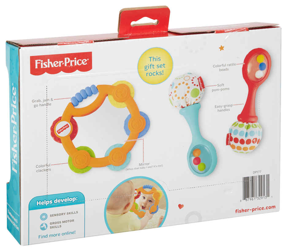 Mattel Games Fisher Price Tambourine And Maracas Gift Set That Offers Shakin Rattlin And Clackin Fun