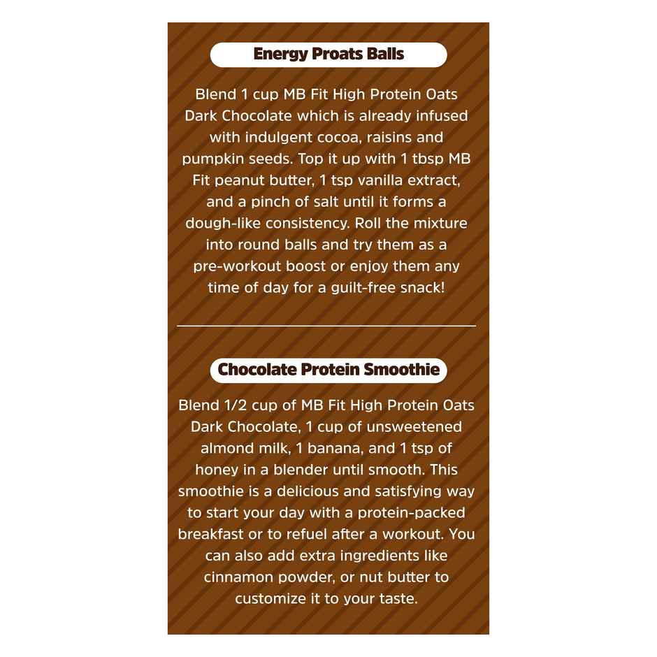 MuscleBlaze Fit High Protein Oats (Dark Chocolate, 400g) | 22g Protein