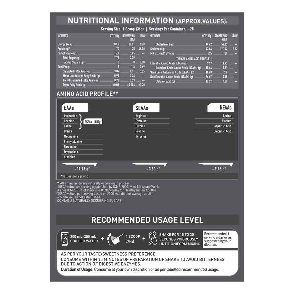 MuscleBlaze Biozyme Performance Whey Protein Powder (Rich Chocolate)