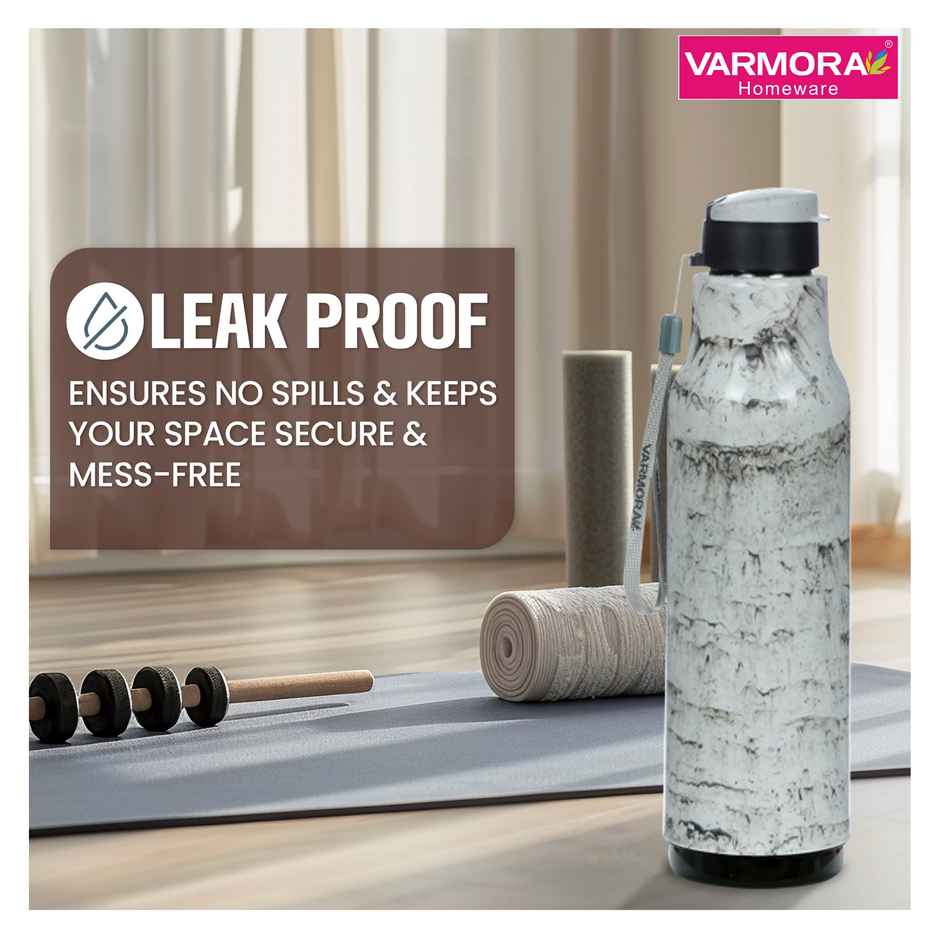 Varmora SS Sofia 1000 Insulated Inner Steel Water Bottle White Plastic Hot & Cold 950 ml