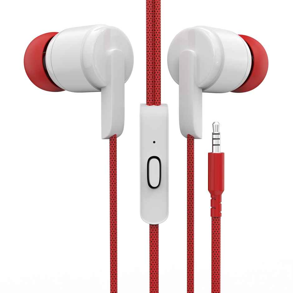 Aroma HF505 Clear Hi-Fi Sound | Deep Bass Wired Earphone with Mic | Red - 3.5 mm Jack
