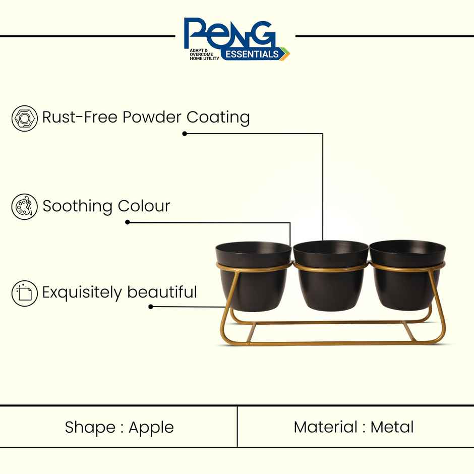 Peng Essentials Reva Home Decor Vase with Stand, Flower Pot - Black - Indoor Planter