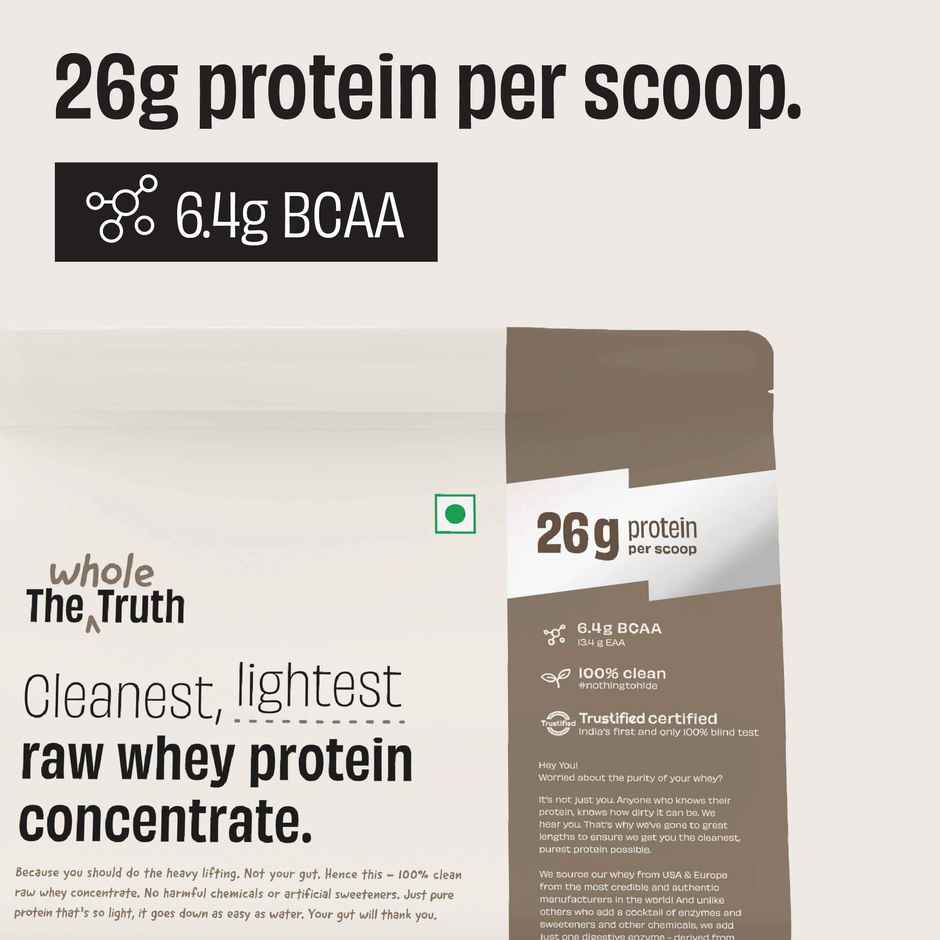 The Whole Truth Unflavoured Whey Protein Concentrate (26g Protein Per Scoop) Combo 