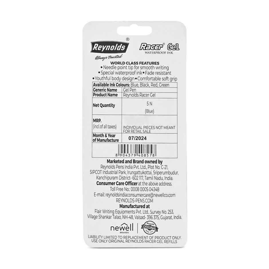 Reynolds Racer Gel Pen Set 5ct Blue