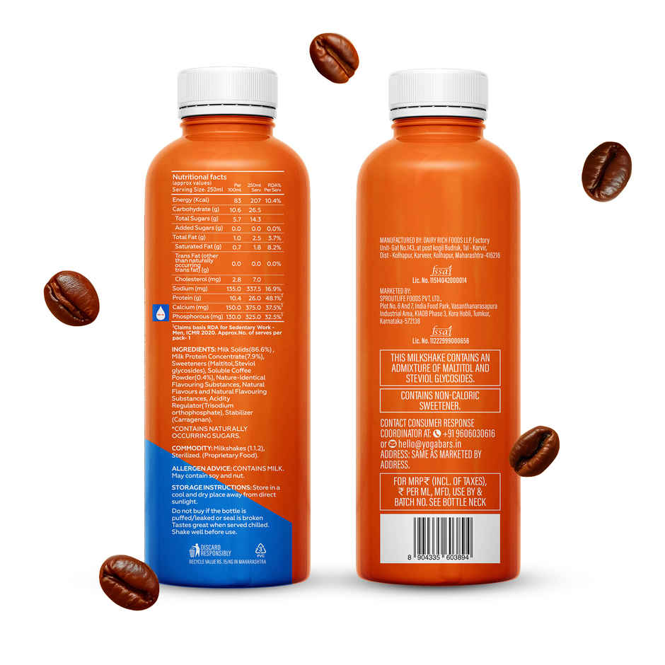 Yoga Bar 26g Protein Shake Cold Coffee |Protein Milkshake with No Added Sugar