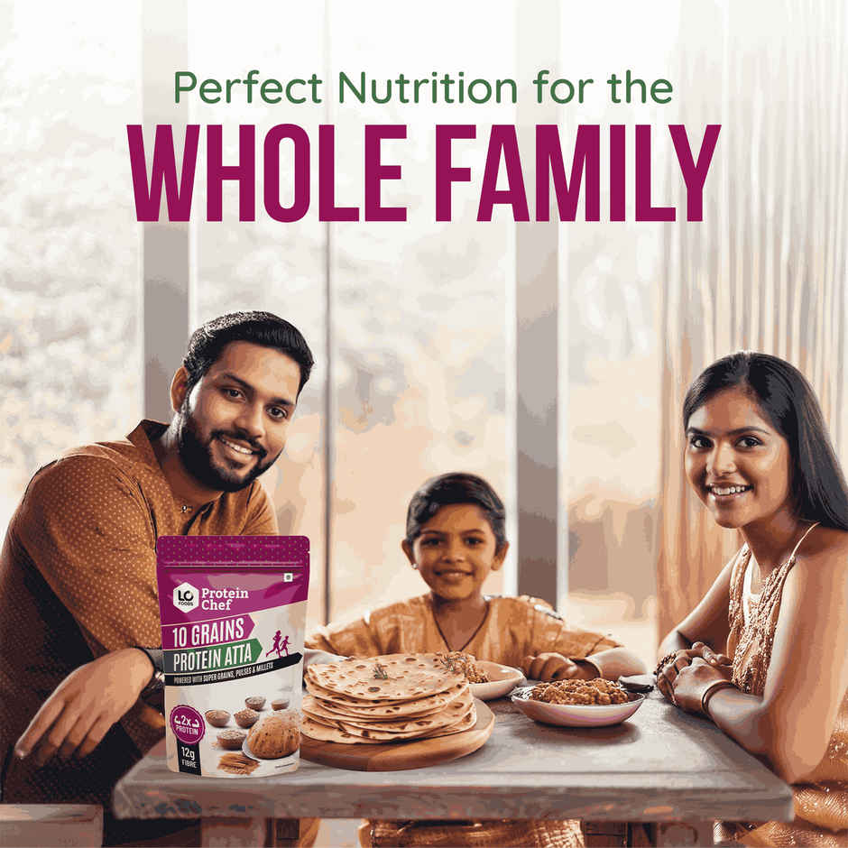 Protein Chef 10 Grain Double Protein Atta- Chakki Multigrain Atta with Millet Jowar Ragi Flour