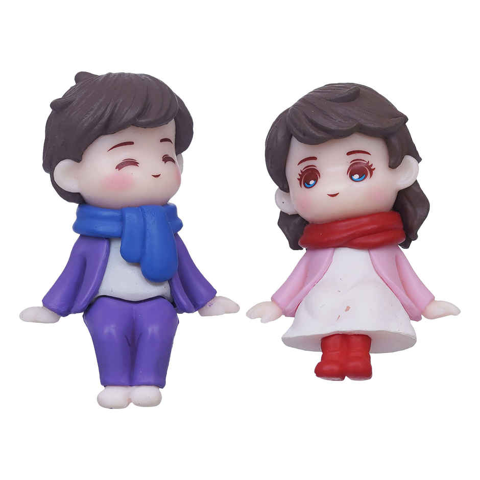 eCraftIndia Cute Boy and Girl Sitting Couple Statue Valentine's Day Showpiece