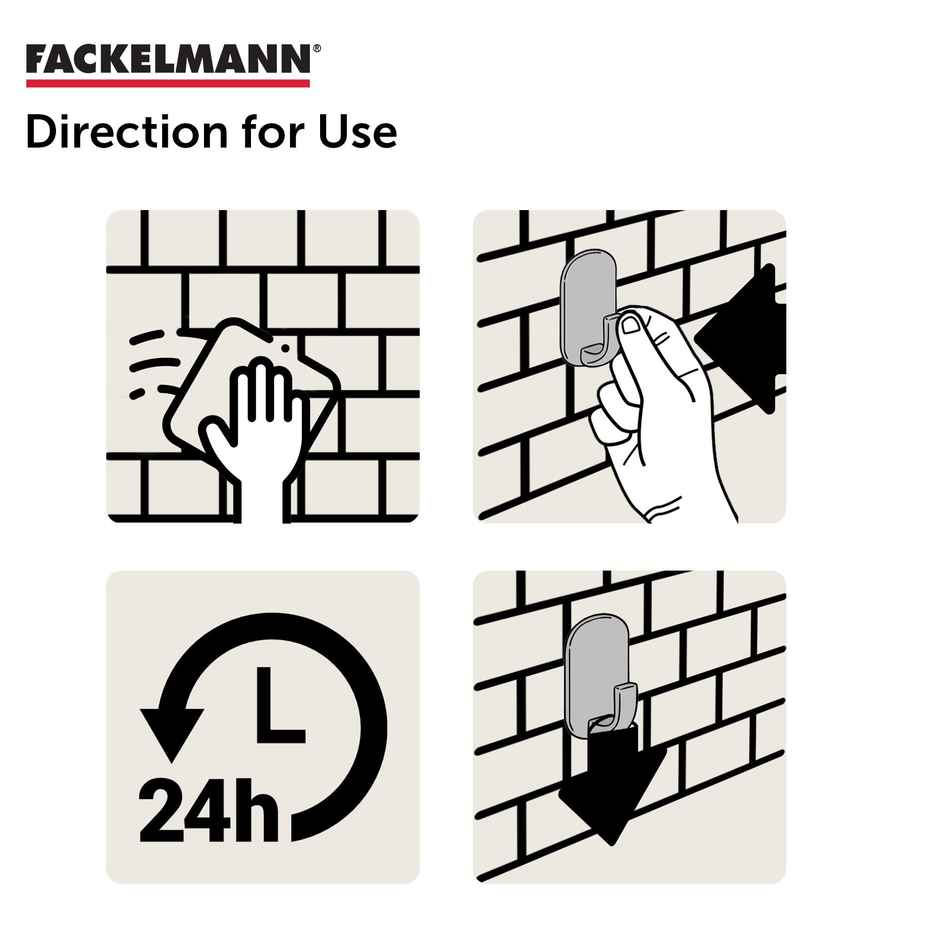 Fackelmann Adhesive Hooks Heavy Duty Wall Hooks Waterproof For Hanging, Bathroom And Kitchen