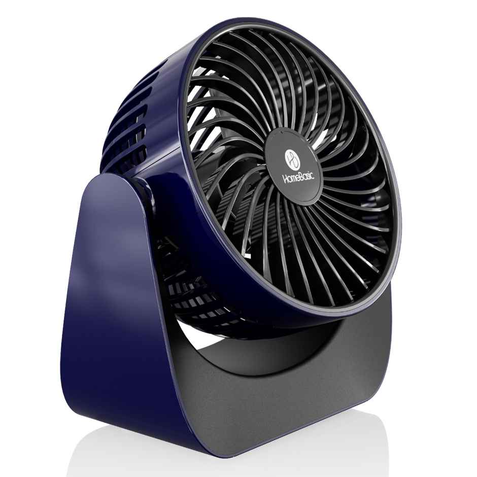 Homebasic Mini Rechargeable USB Portable Fan, 360 Degree Rotation, Handheld & Desk Fan | Blue