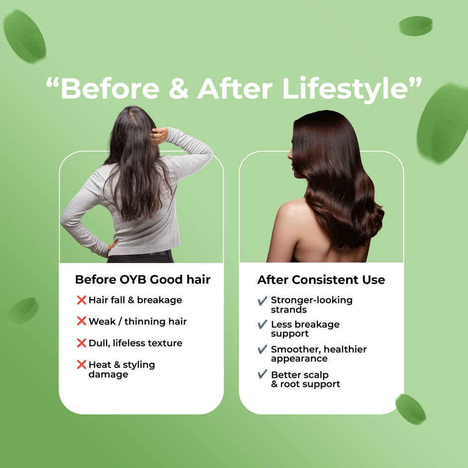 OYB Hair, Skin & Nail Support with Biotin, Zinc & NAC for Hair Growth | 30 Tablets