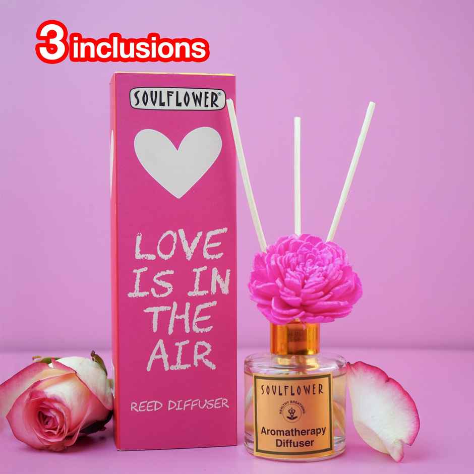 Soulflower Womens Day Love Is In The Air Reed Diffuser Gift Set | Home Aroma Hamper