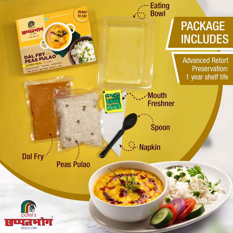 Chhapanbhog Dal Fry with Peas Pulao | Savoury & Ready-to-Eat