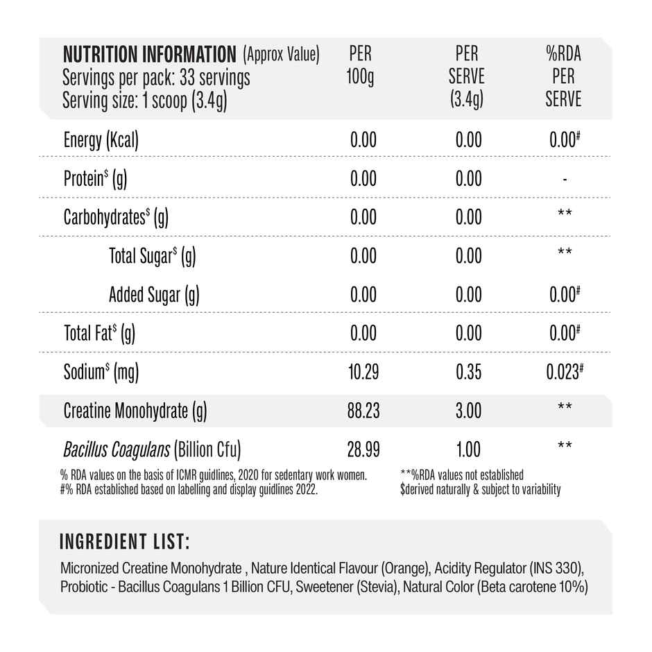 SuperYou Pro Micronised Creatine Monohydrate Kick | 33 Servings | Orange