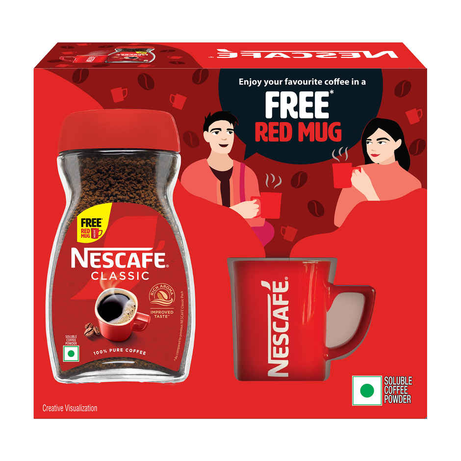 Nescafe Classic Instant Coffee Powder | Free Frosty Cafe Glass or Red Mug
