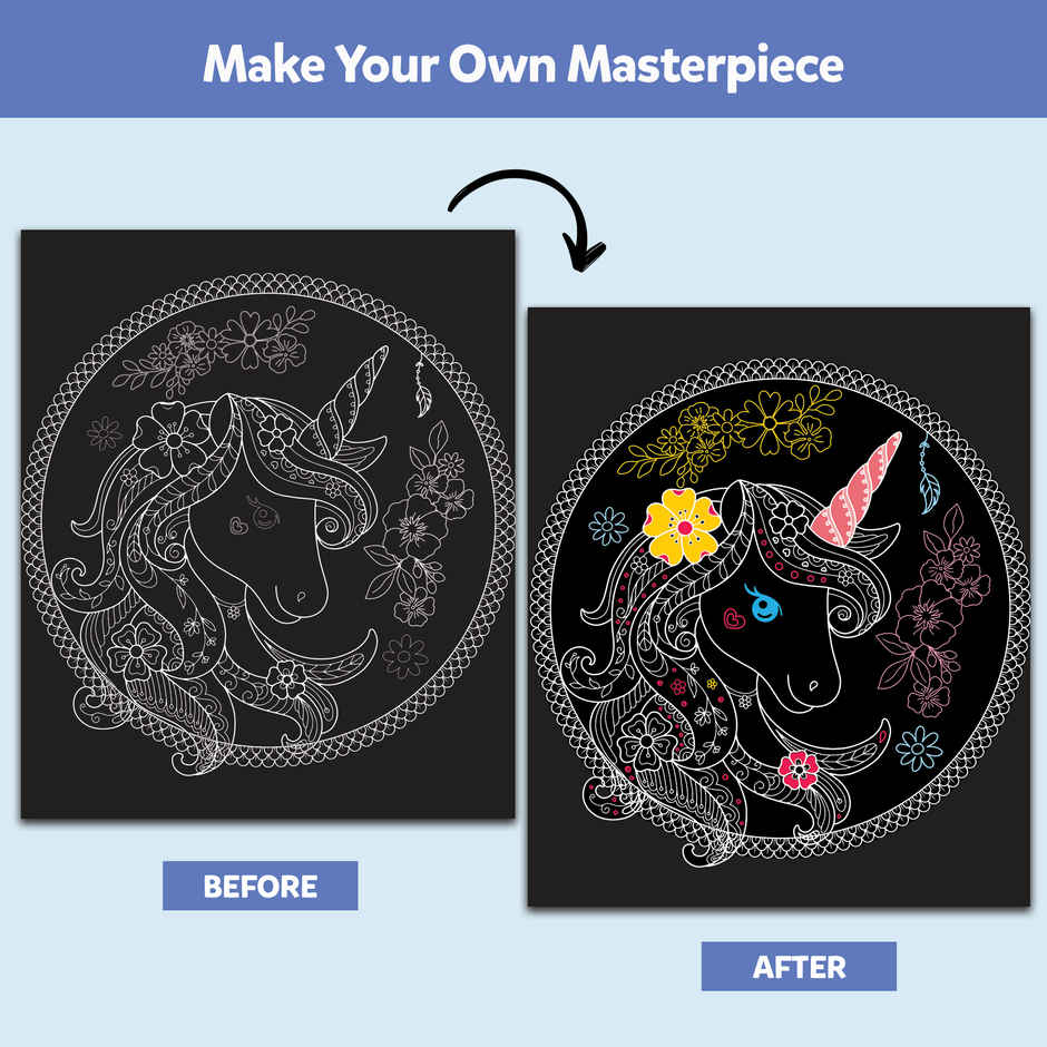 Little Berry Junior Neon Unicorn Mandala Art Colouring Kit - Art Craft Kit Girls - Lb91