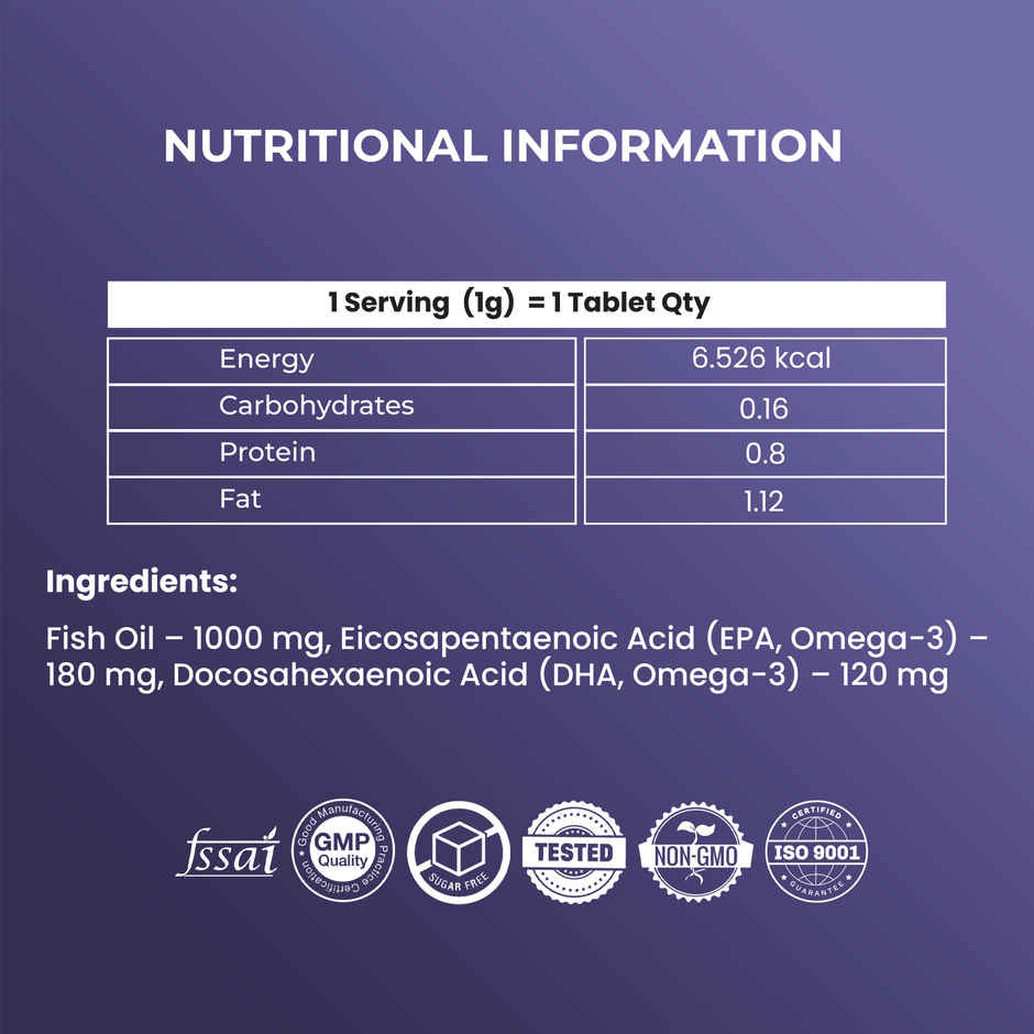 OYB Omega Fish Oil with 1000 mg Omega-3 (EPA & DHA) | 60 Softgels | OYB Omega