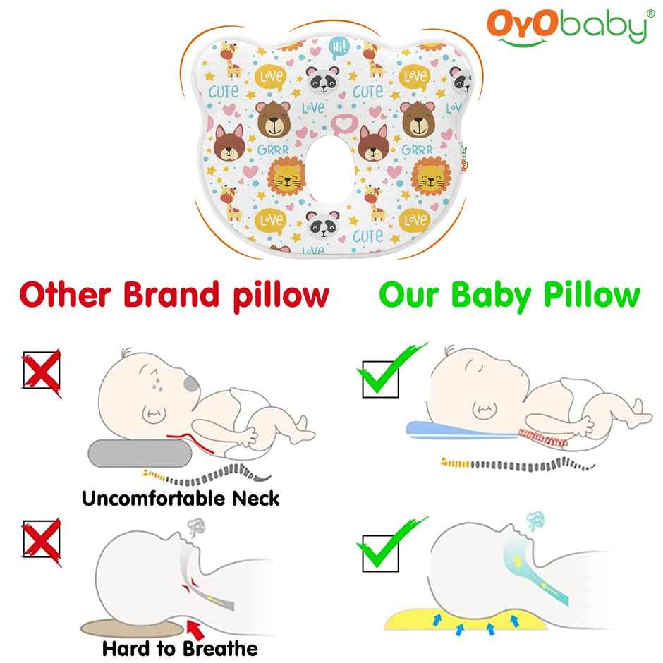 Oyo Baby Memory Foam Head Shaping Pillow Animal Print