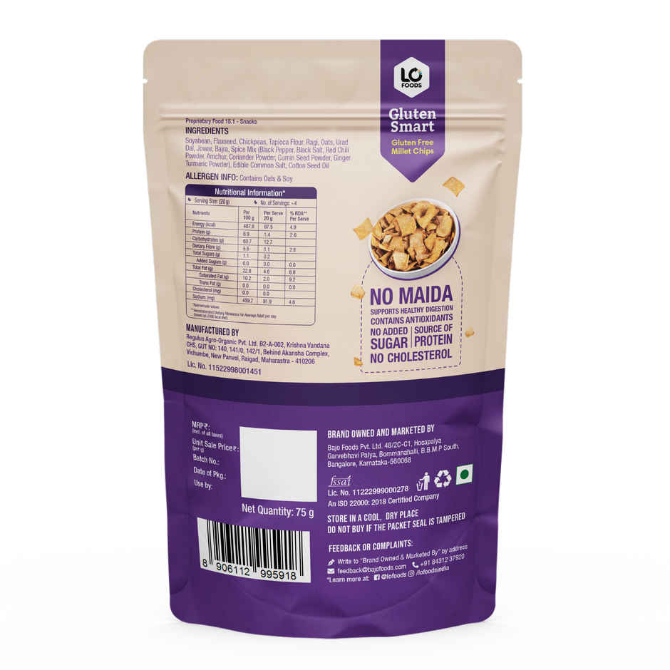 Lo Foods Gluten Free Millet Ragi Chips | No Palm Oil Healthy Snacks Namkeen
