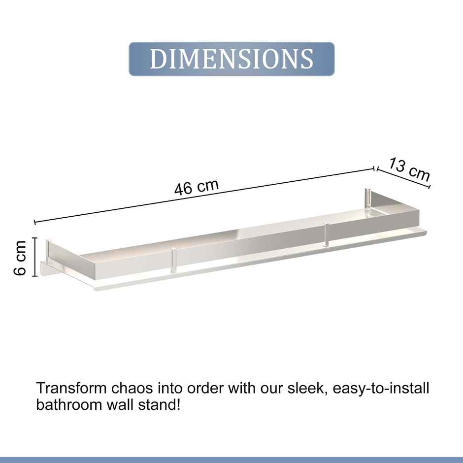 Kuber Industries 5x18 Inch Stainless Steel Wall Shelf | Kitchen Shelf for Toiletries | Silver