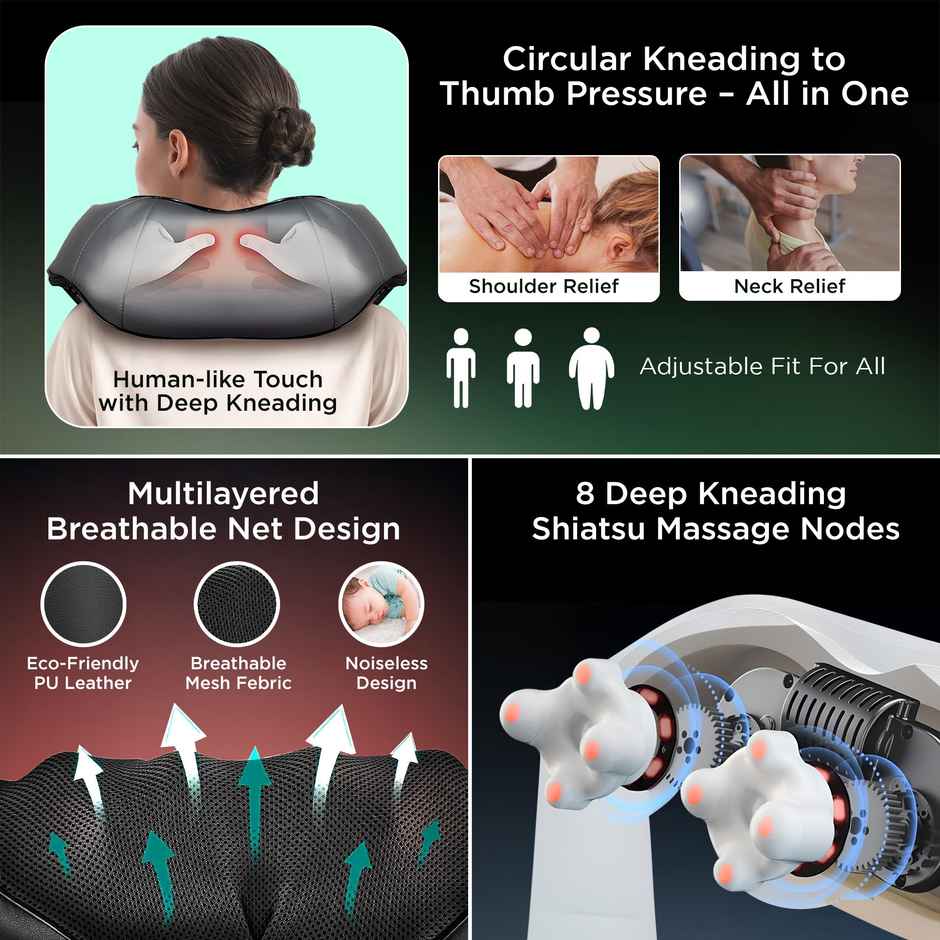 Dr Physio (Usa) Electric Heat Shiatsu Massager Machine For Cervical Neck Shoulder &Back Pain Relief