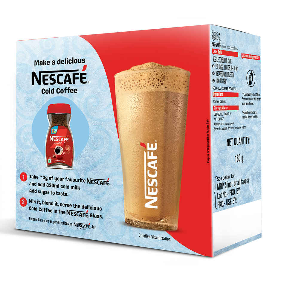 Nescafe Classic Instant Coffee Powder | Free Frosty Cafe Glass or Red Mug