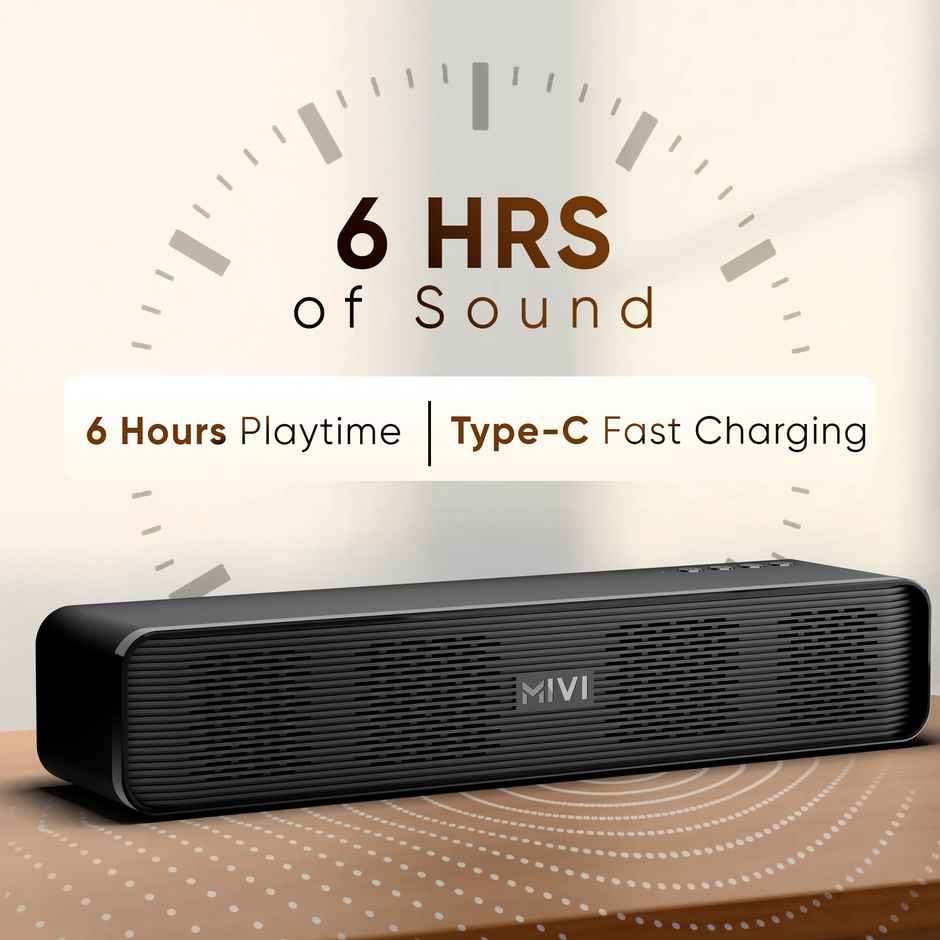 Mivi Fort H30 | 4000 mAh | 6H Playtime | BT v5.1 | 30W Bluetooth Soundbar | Black | 2.0 Channel