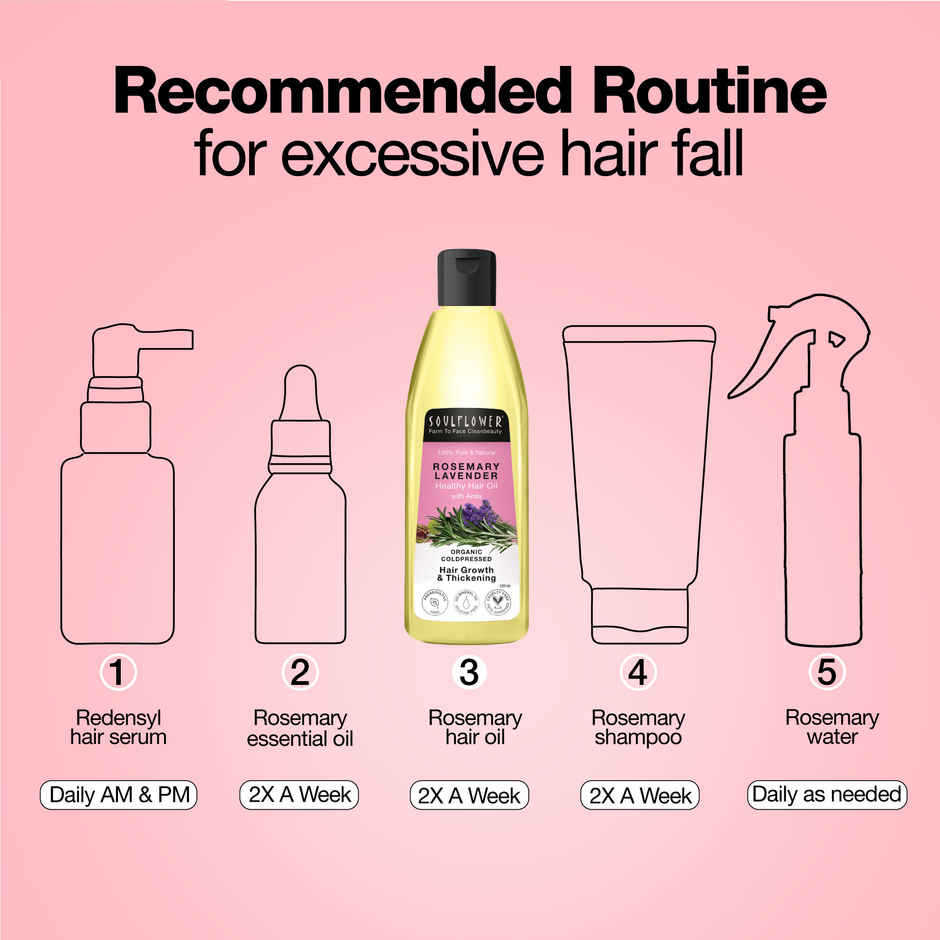 Soulflower Pure And Natural Rosemary Lavender Healthy Hair Oil(120ml) & Soulflower Rosemary Essential Oil(15ml) Combo