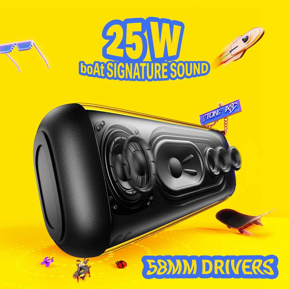 boAt Stone Arc Pro, Spatial Audio, 25W Signature Sound, 58mm Drivers, Upto 12 Hrs Battery | Black