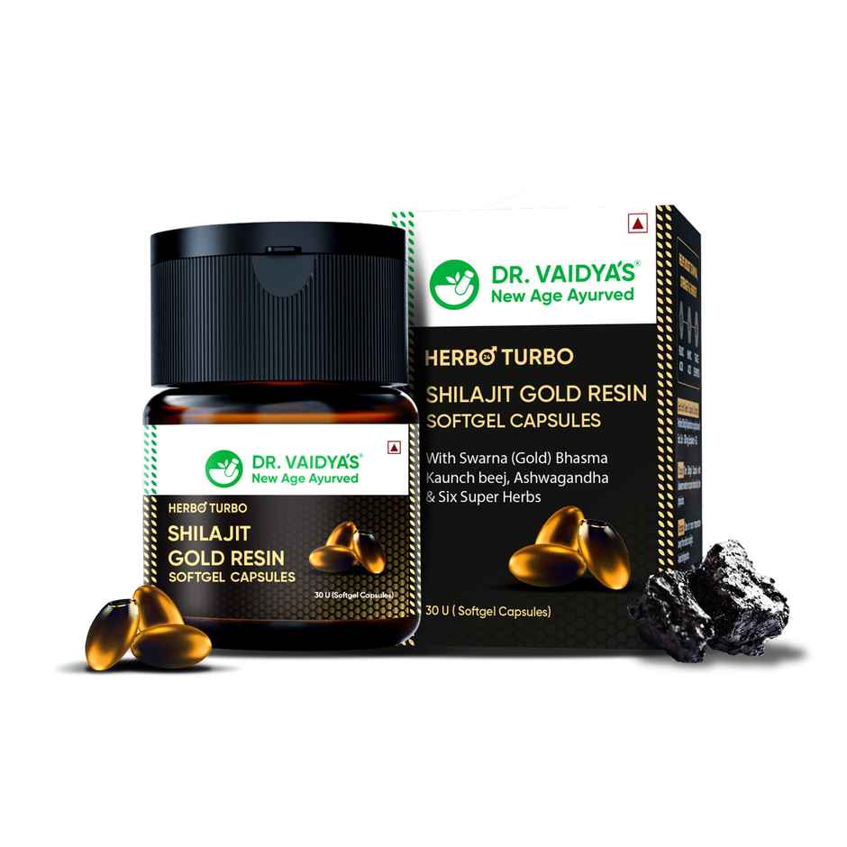 Dr. Vaidya's Herbo24Turbo Shilajit Resin Gold Softgel Pack for Strength & Stamina