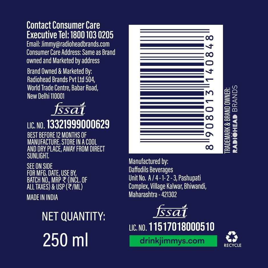 Jimmy's Cocktails Ginger Ale | Sparkling Refreshment