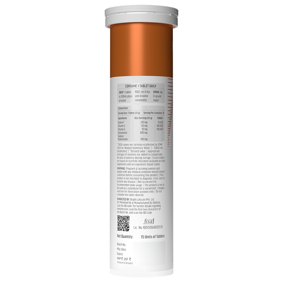 hk vitals Glutathione (Orange, 15 Effervescent Tablets)