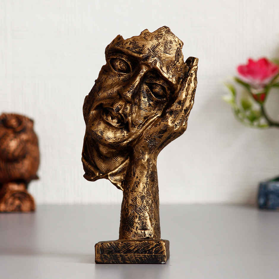 eCraftIndia Antique Finish Thinking Man Face Handcrafted Polyresin Showpiece